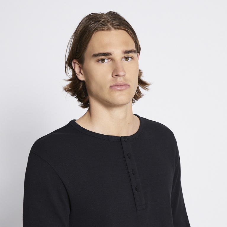 Rib knit long sleeve tee "Zane" Black
